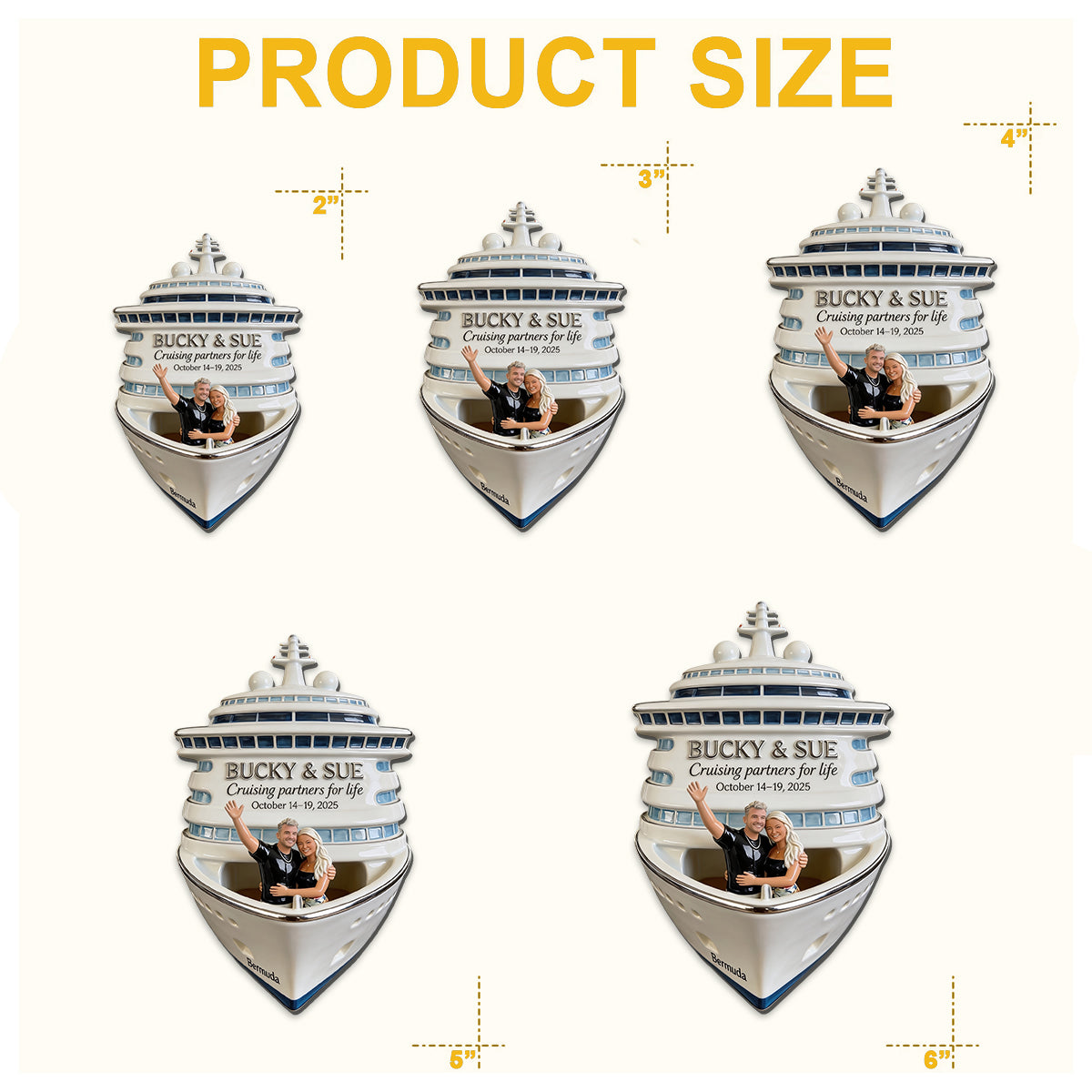 Personalized Middle-Aged Black Couple Cruise Fridge Magnet Travel Keepsake