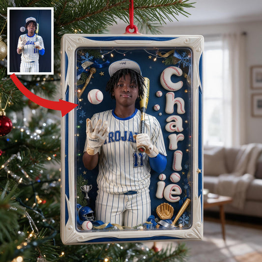 Personalized Christmas Black Youth Baseball Player Ornament Sports Gift