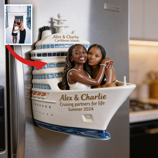 Personalized Black Lesbian Couple Cruise Fridge Magnet Keepsake Gift