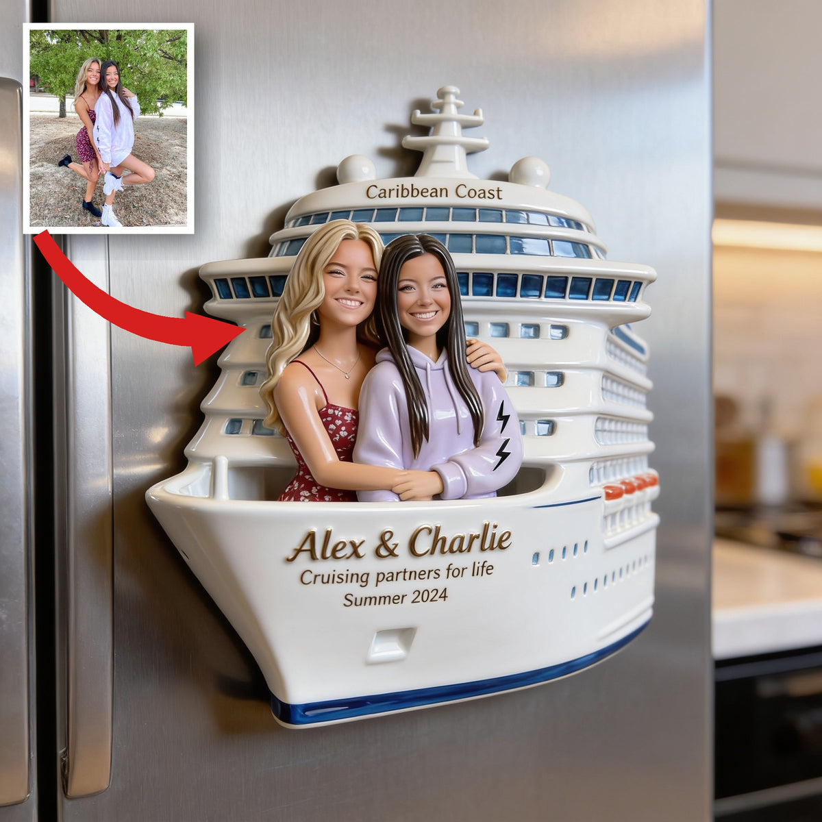 Personalized Lesbian Couple Cruise Fridge Magnet LGBT Travel Keepsake Gift