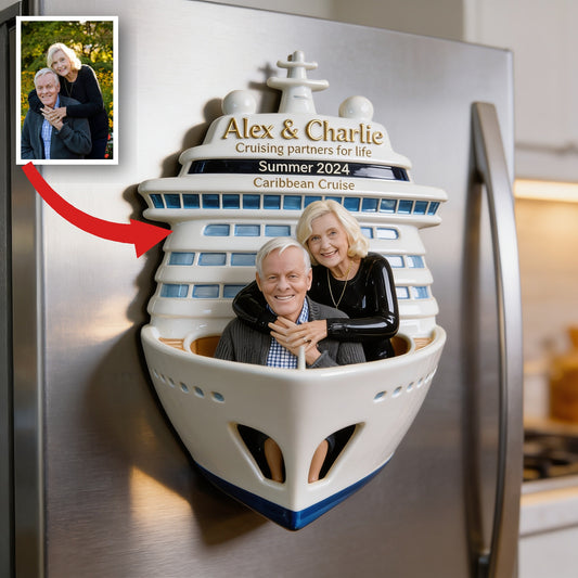 Personalized Older Couple Cruise Fridge Magnet Travel Keepsake Gift