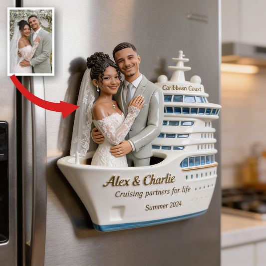 Personalized Wedding Latino Couple Cruise Fridge Magnet Keepsake Gift