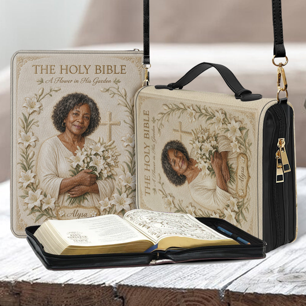 Personalized Latina Woman Christian Leather Bible Cover Bag, Faith Gift For Her