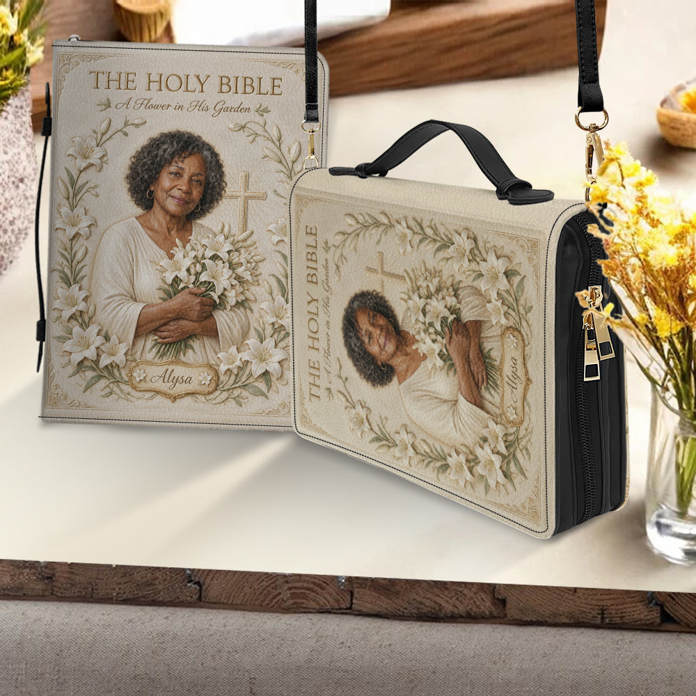 Personalized Latina Woman Christian Leather Bible Cover Bag, Faith Gift For Her