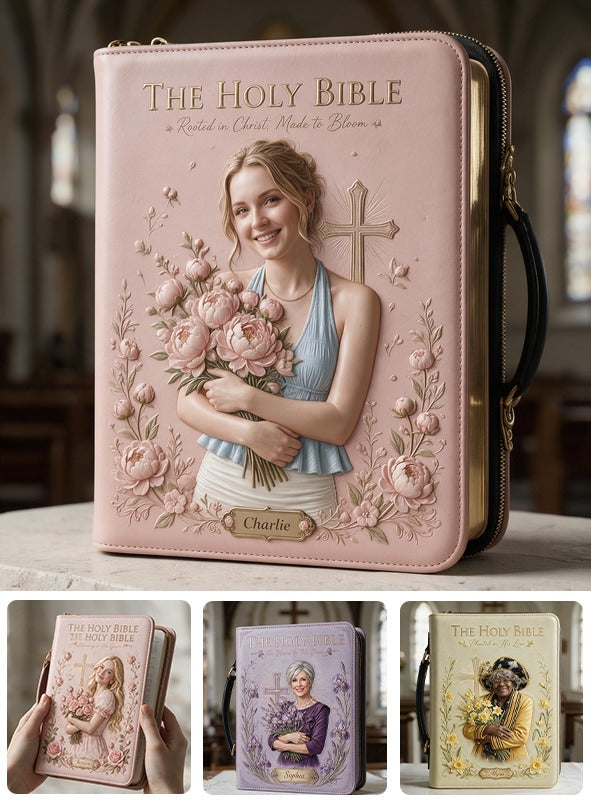 Personalized Woman Christian Leather Bible Cover Bag Faith Gift For Her