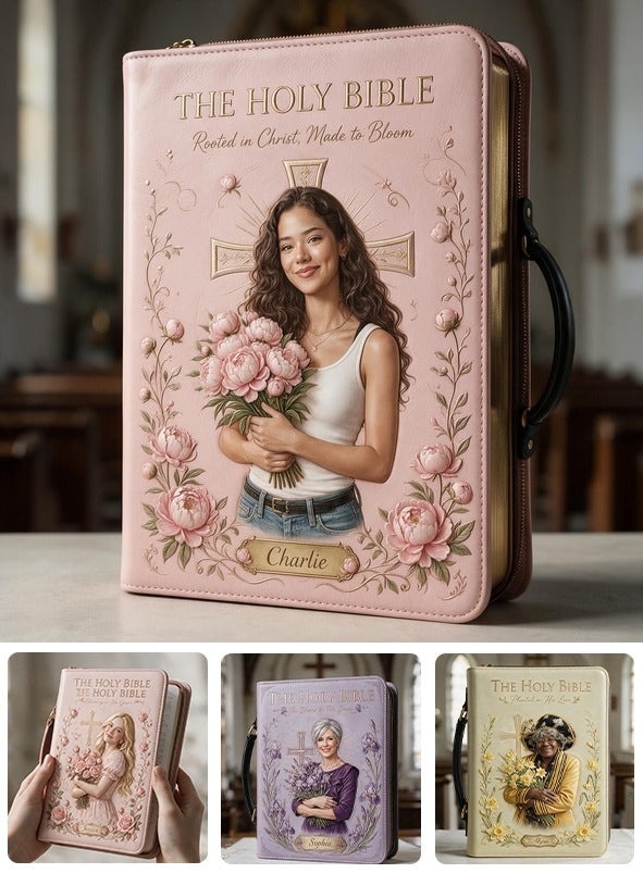 Personalized Latina Woman Christian Leather Bible Cover Bag, Faith Gift For Her