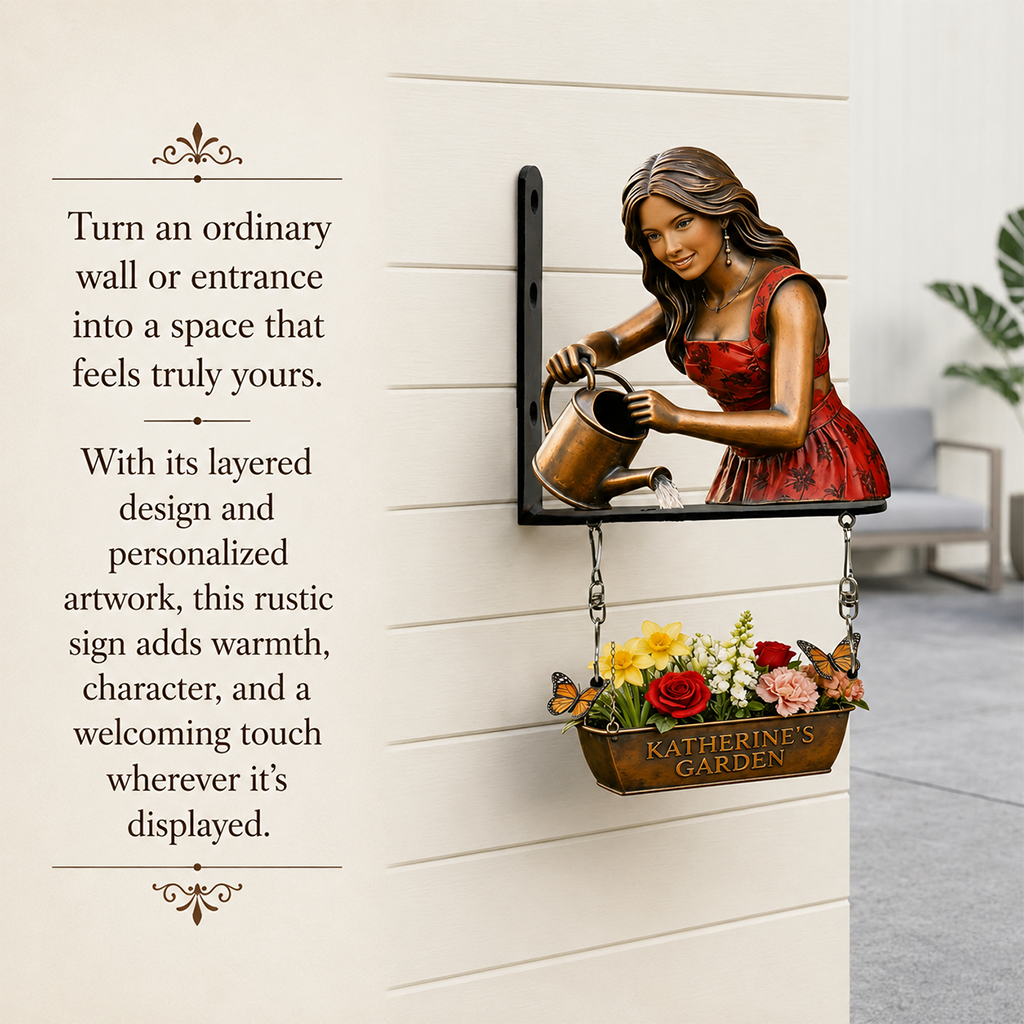 Custom Photo Older Black Woman Gardening Wooden Wall Mount Sign Garden Decor Gift