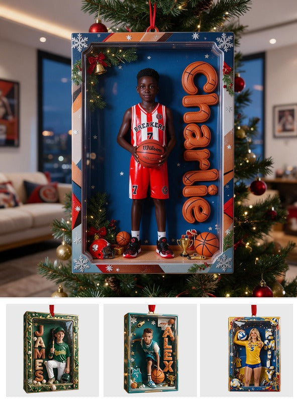 Personalized Christmas Black Male Youth Basketball Player Ornament Basketball Gift