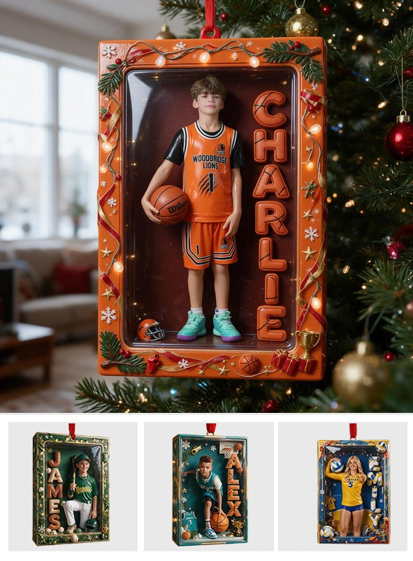Personalized Christmas Latino Male Youth Basketball Player Ornament Gift