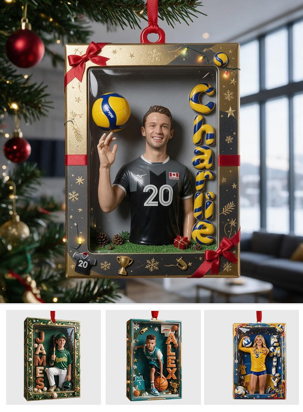 Personalized Christmas Latino Man Volleyball Player Hanging Ornament Gift