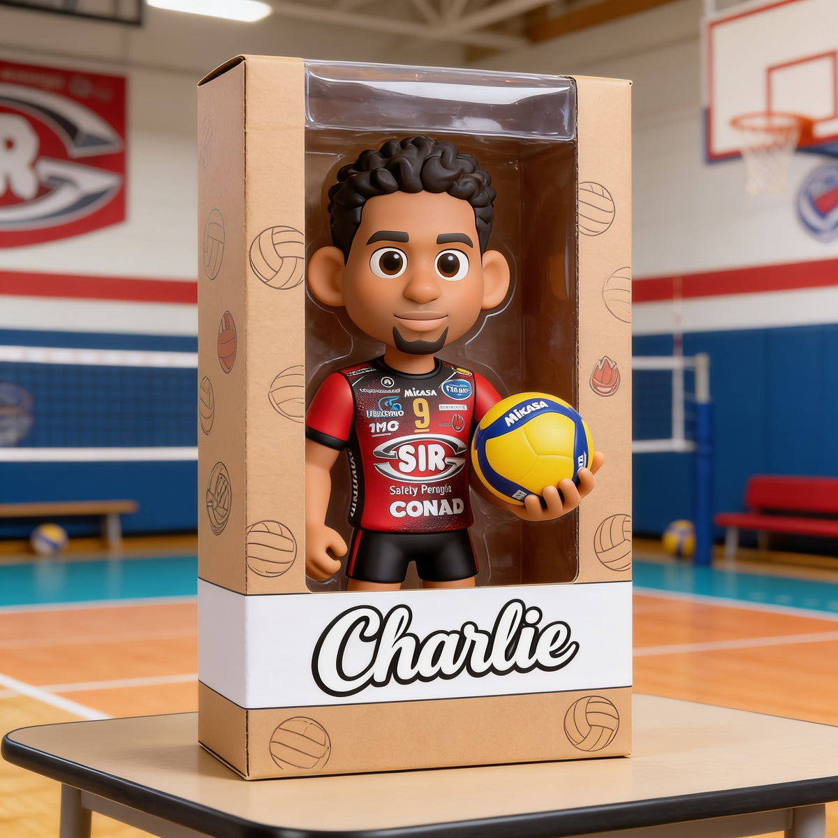Personalized Black Man Volleyball Player Custom Shaped Acrylic Plaque Sports Gift
