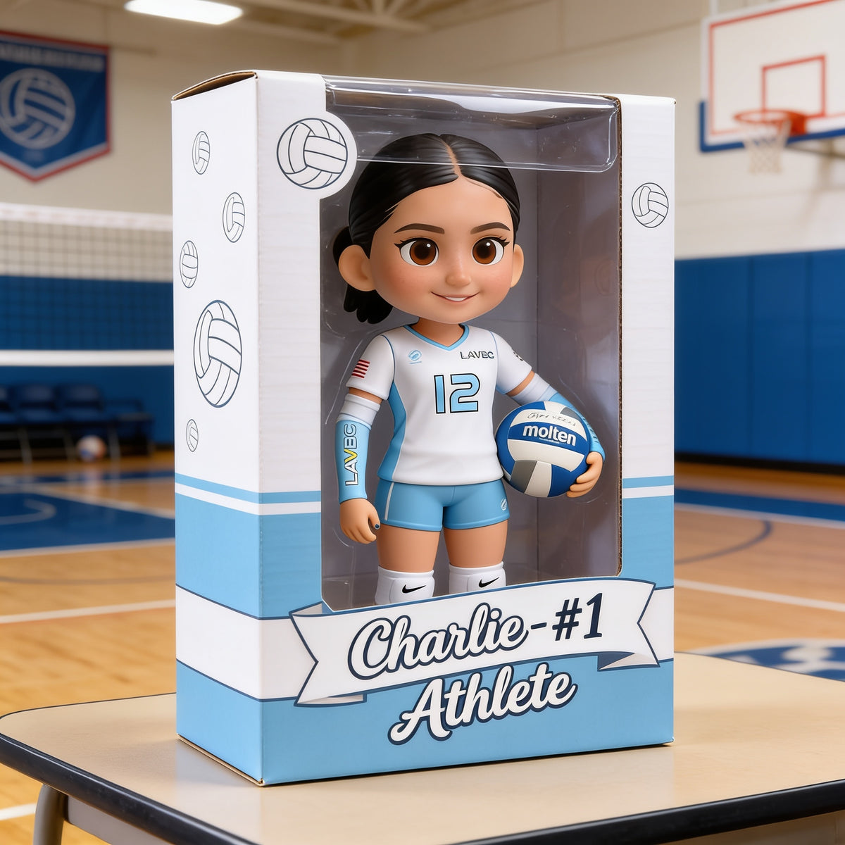 Personalized Latina Female Youth Volleyball Player Custom Shaped Acrylic Plaque Sports Gift