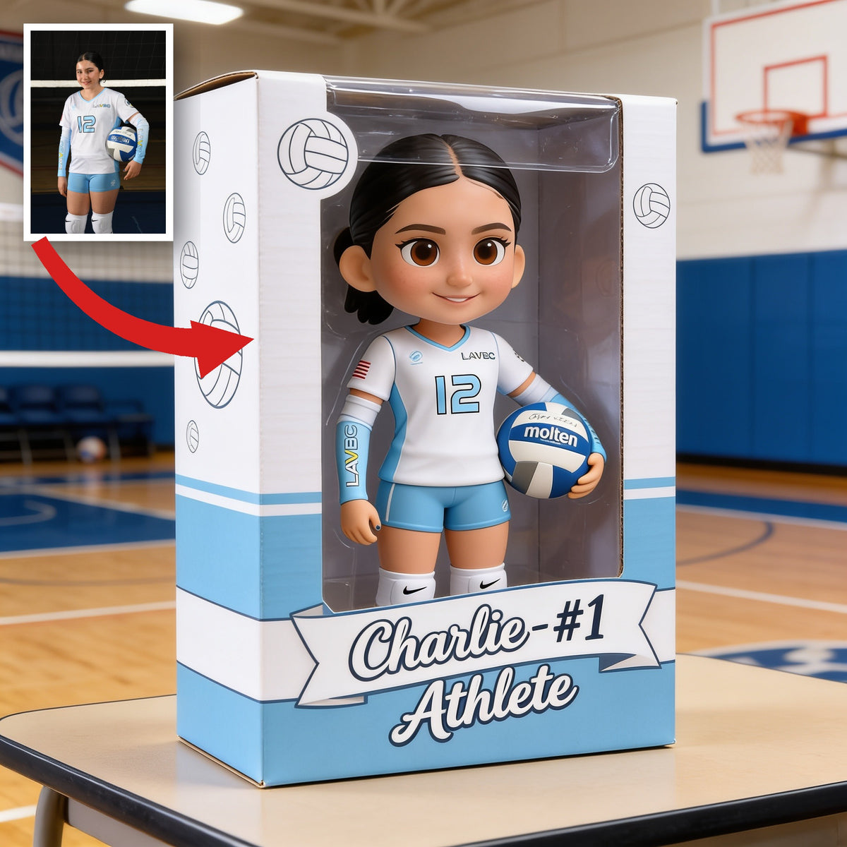 Personalized Latina Female Youth Volleyball Player Custom Shaped Acrylic Plaque Sports Gift