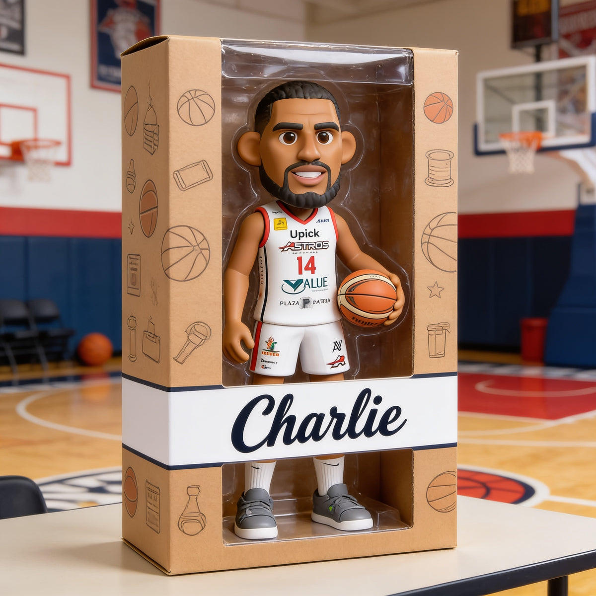 Personalized Latino Man Basketball Player Shaped Acrylic Plaque Basketball Fan Gift