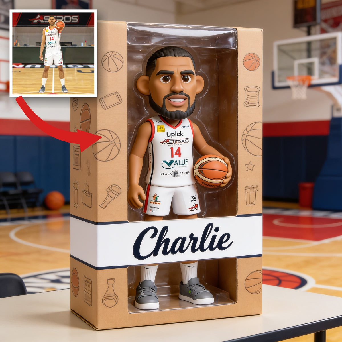 Personalized Latino Man Basketball Player Shaped Acrylic Plaque Basketball Fan Gift