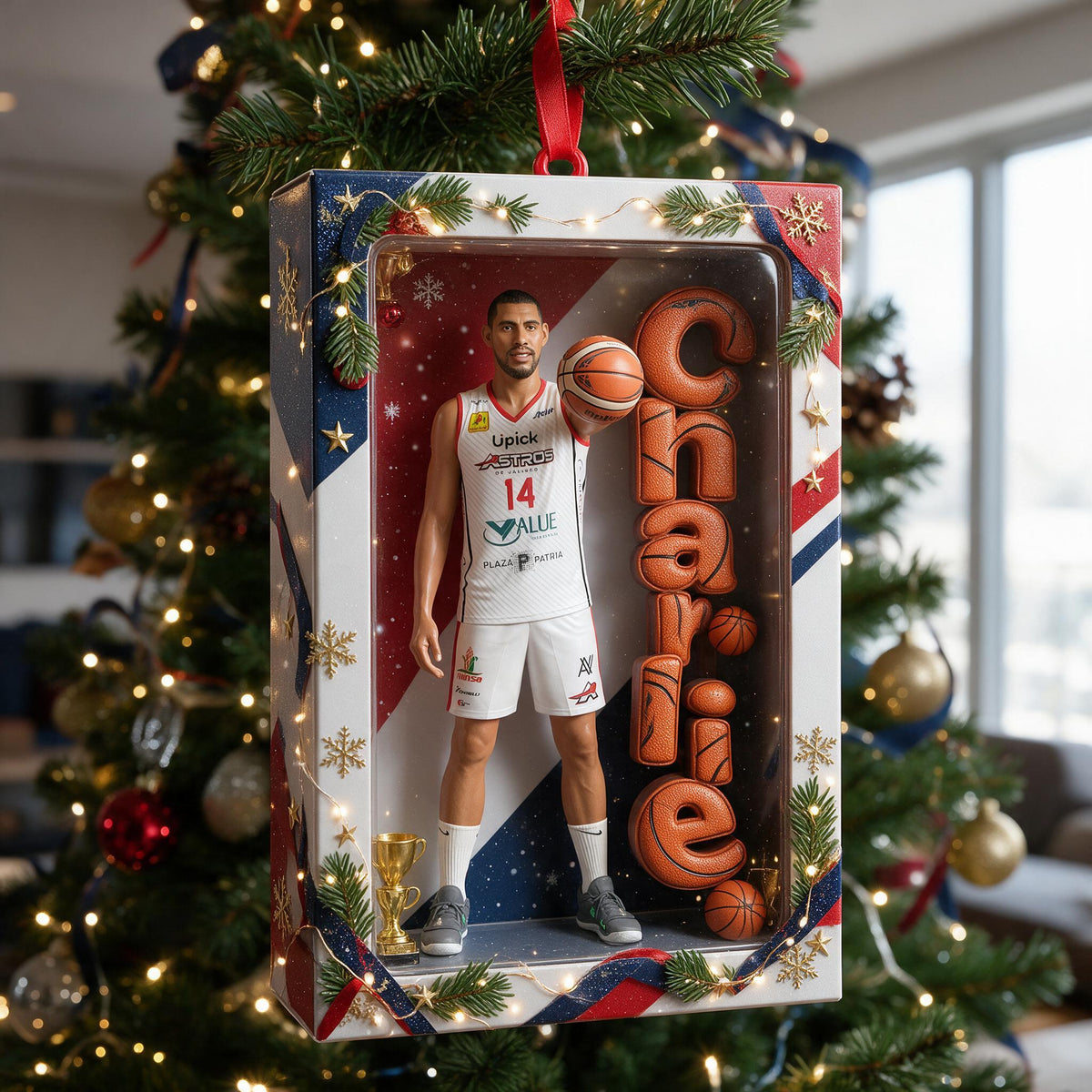 Personalized Christmas Latino Man Basketball Player Ornament Sports Gift