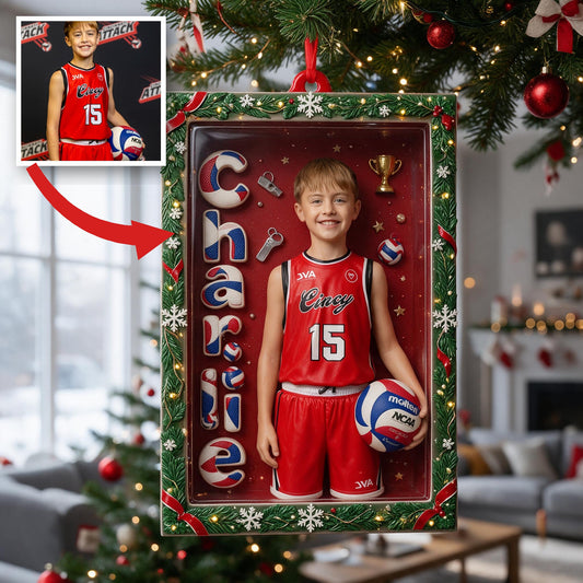Personalized Christmas Male Youth Volleyball Player Ornament Gift