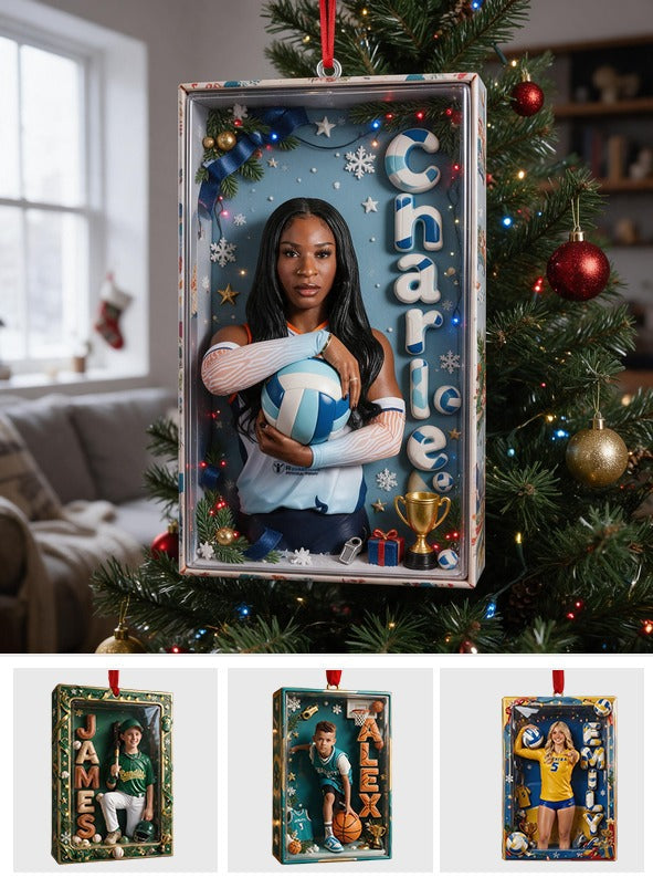 Personalized Black Woman Volleyball Player Christmas Ornament