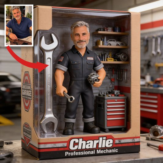 Personalized Middle-Aged Man Mechanic Custom Shaped Acrylic Plaque Garage Decor Gift