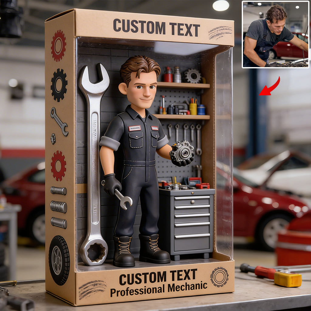 Personalized Middle-Aged Black Man Mechanic Custom Shaped Acrylic Plaque Garage Decor Gift