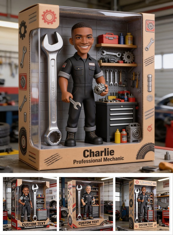 Personalized Black Man Mechanic Custom Shaped Acrylic Plaque Garage Decor Gift