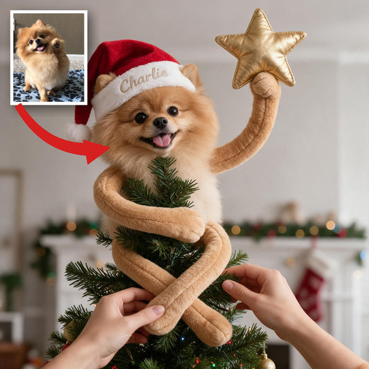 Personalized Christmas Fluffy Pomeranian Posable Plush Doll Pet Lover Gift