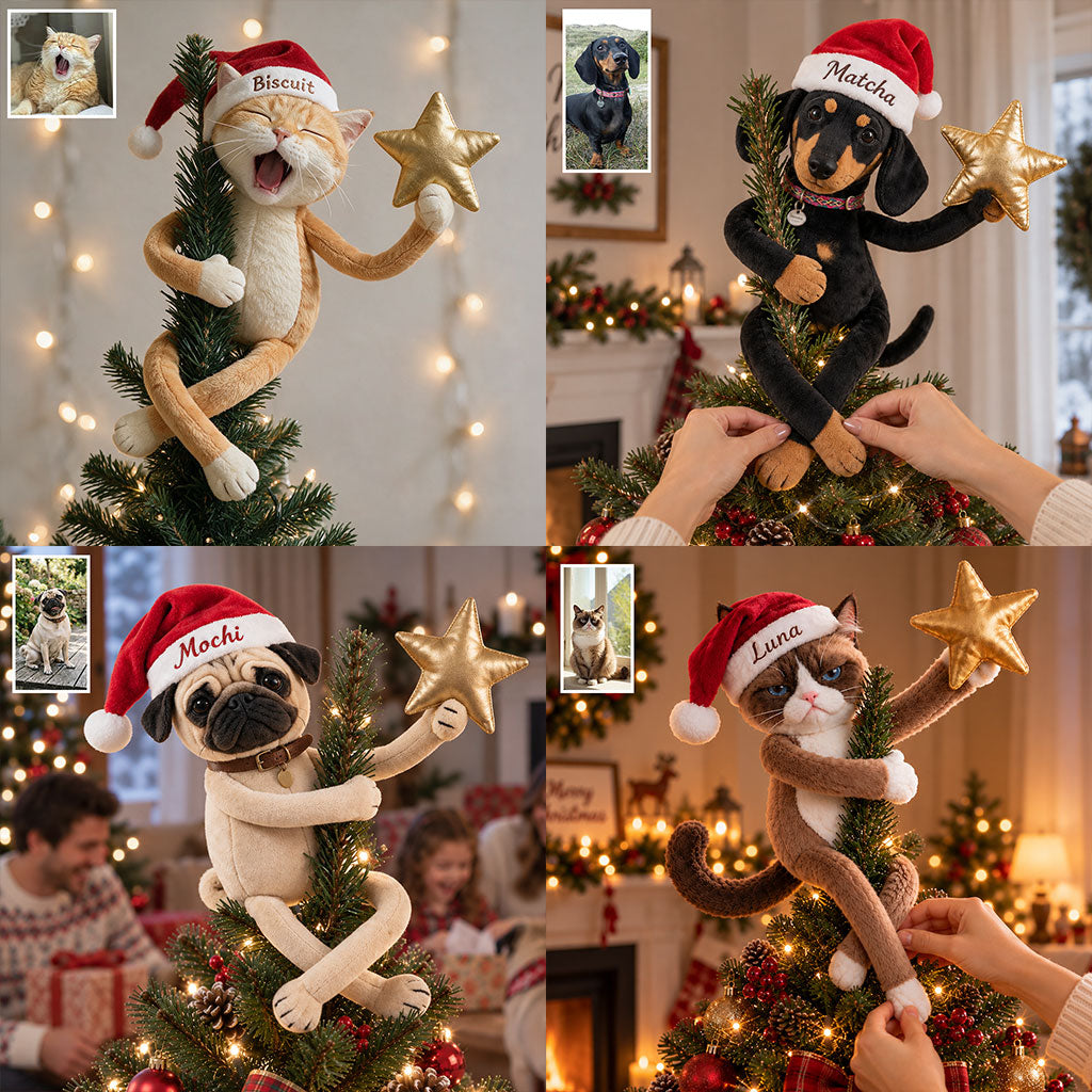 Personalized Christmas Black and Tan Dachshund Puppy Posable Plush Doll