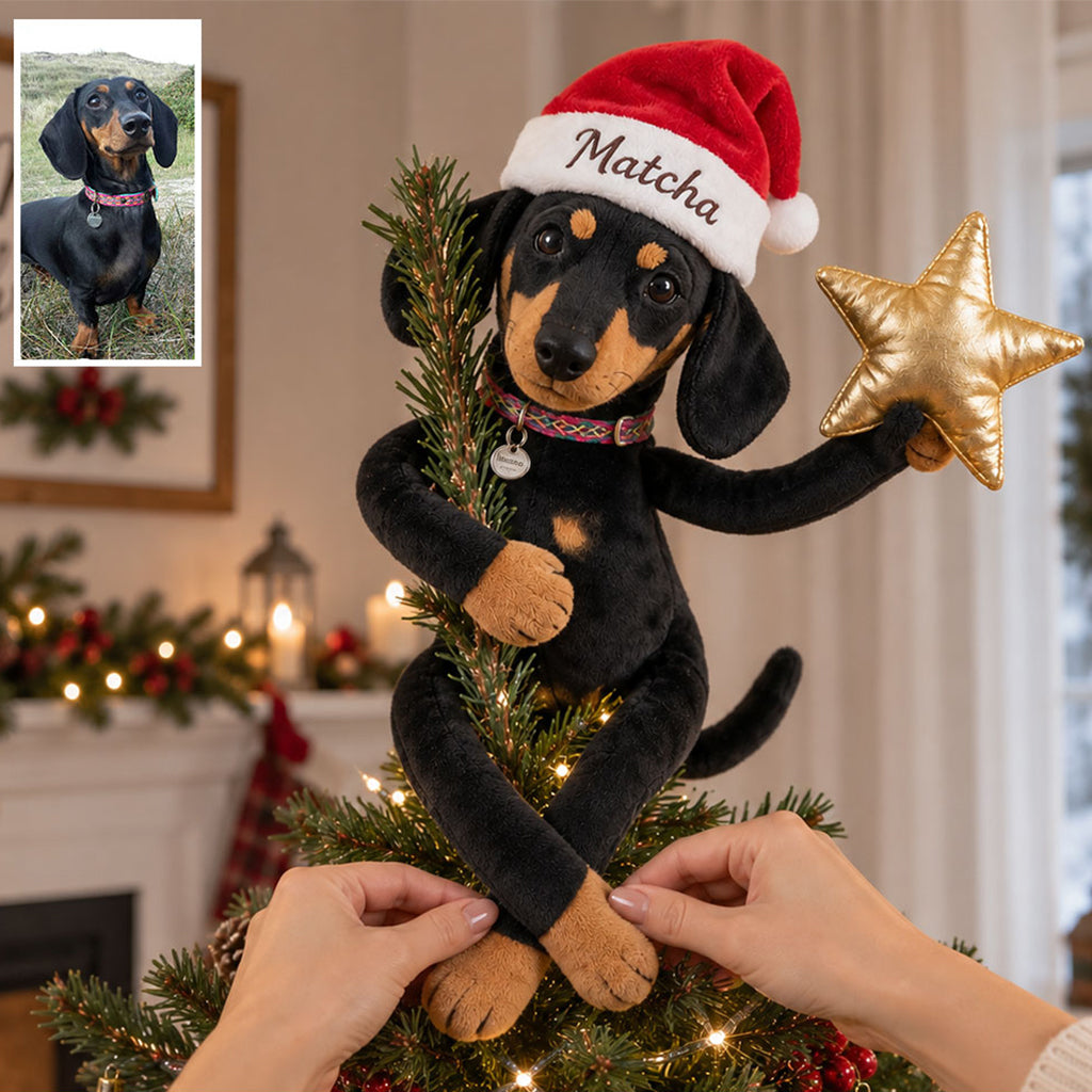 Personalized Christmas Tricolor Adult Beagle Posable Plush Doll Tree Topper Gift