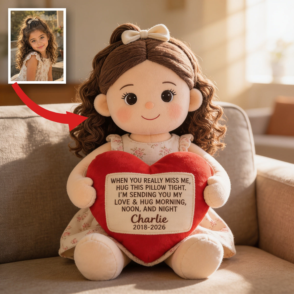 Personalized Latina Little Girl Memorial Faux Fur Shaped Pillow