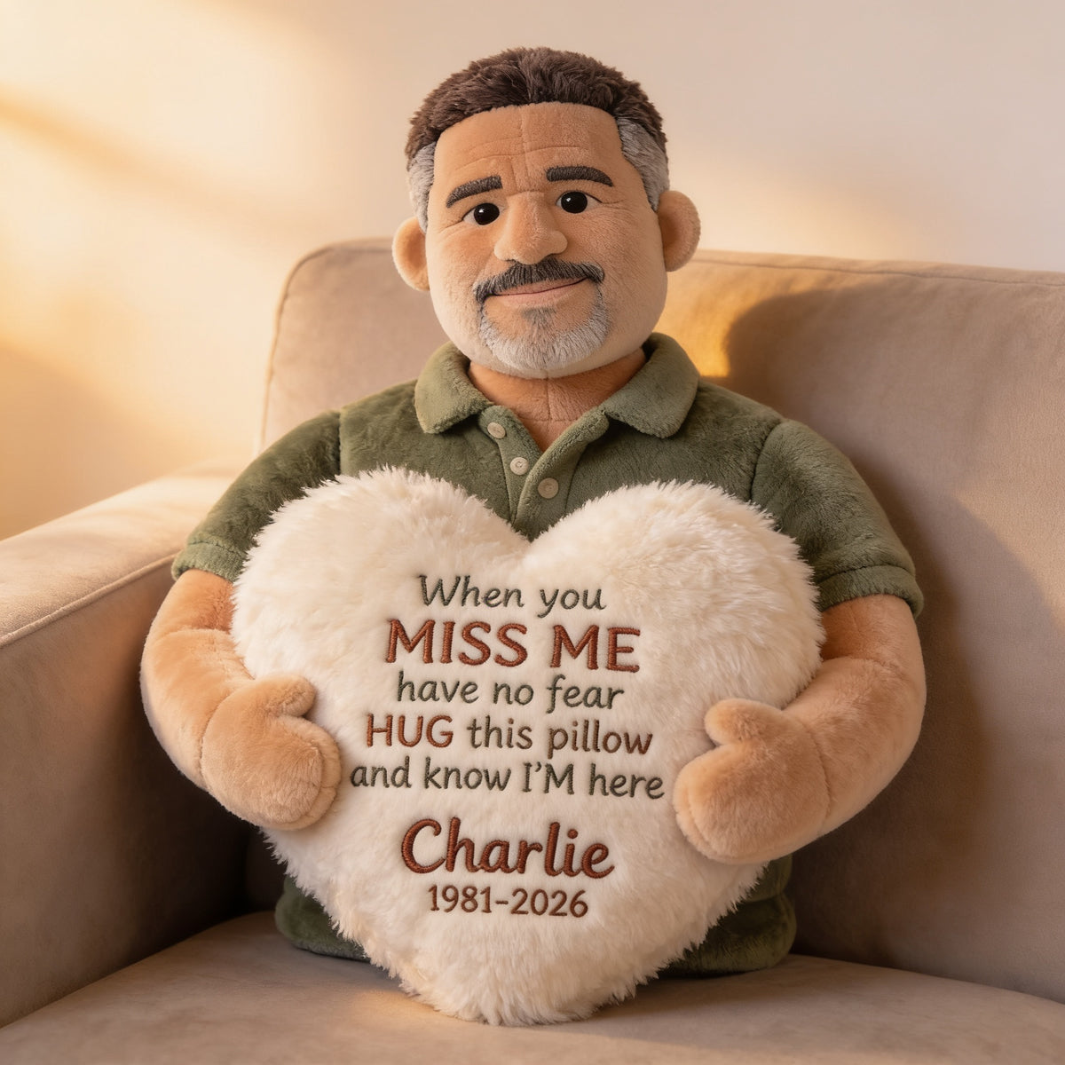 Personalized Memorial Middle-Aged Black Man Faux Fur Pillow Remembrance Gift