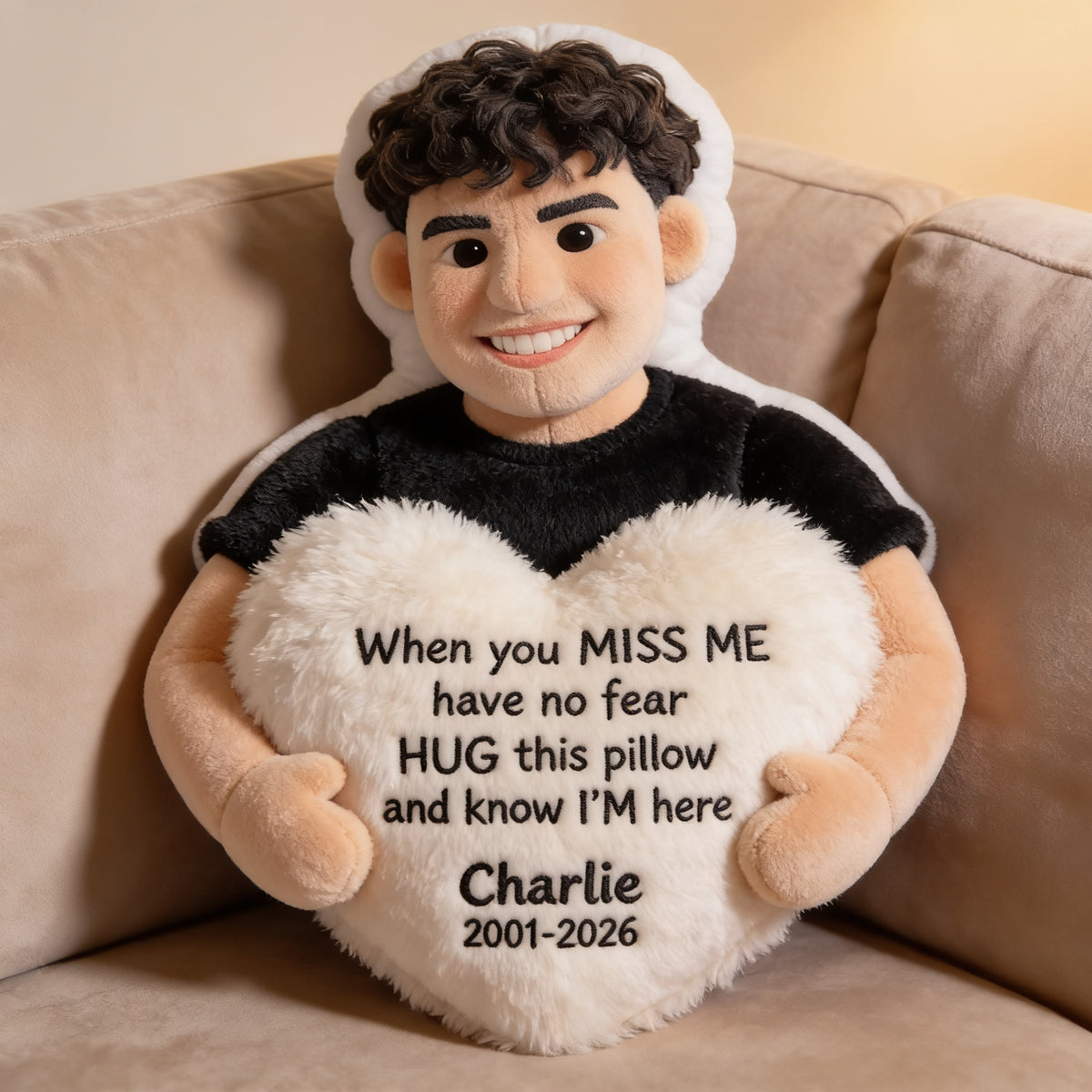 Personalized Latino Man Memorial Faux Fur Shaped Pillow Sympathy Gift