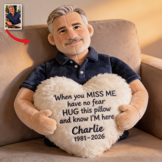 Personalized Middle-Aged Man Memorial Faux Fur Pillow Dad Husband Gift