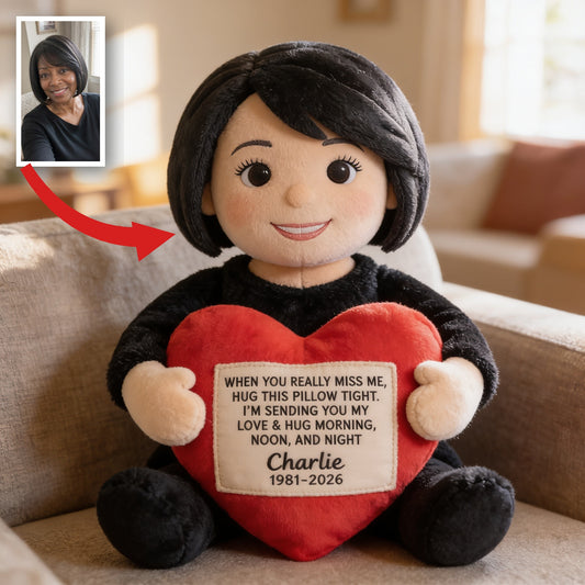 Personalized Middle-Aged Black Woman Memorial Faux Fur Shaped Pillow