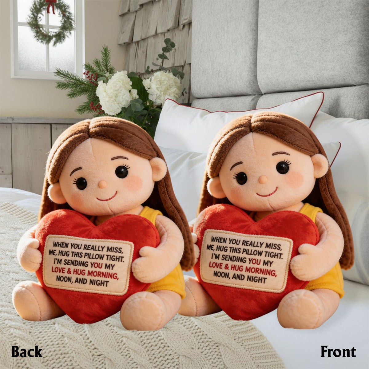 Personalized Middle-Aged Latina Woman Memorial Faux Fur Shaped Pillow, Mom Wife Keepsake