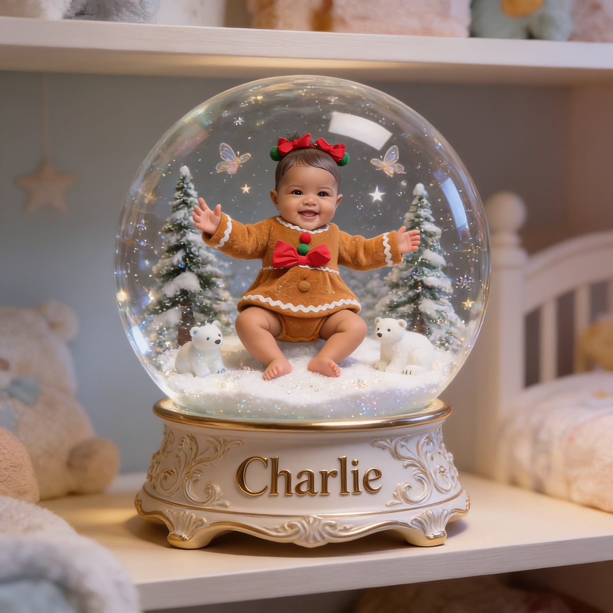 Personalized Christmas Black Christmas Baby Girl Custom Shaped Acrylic Plaque Kid Gift