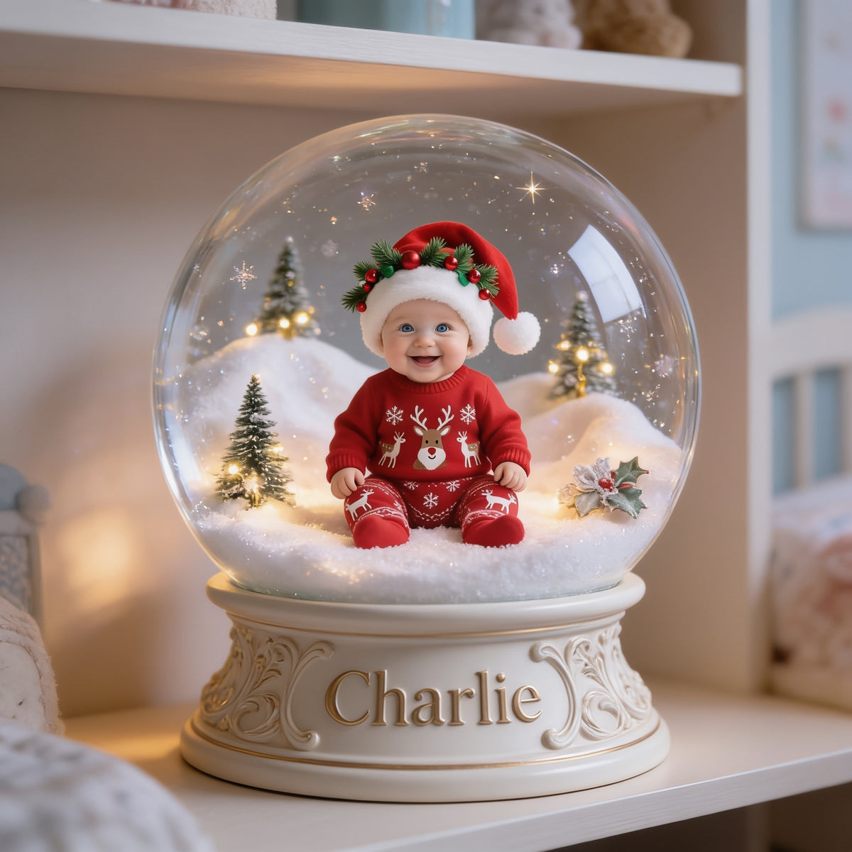 Personalized Christmas Baby Boy Custom Shaped Acrylic Plaque Kid Gift