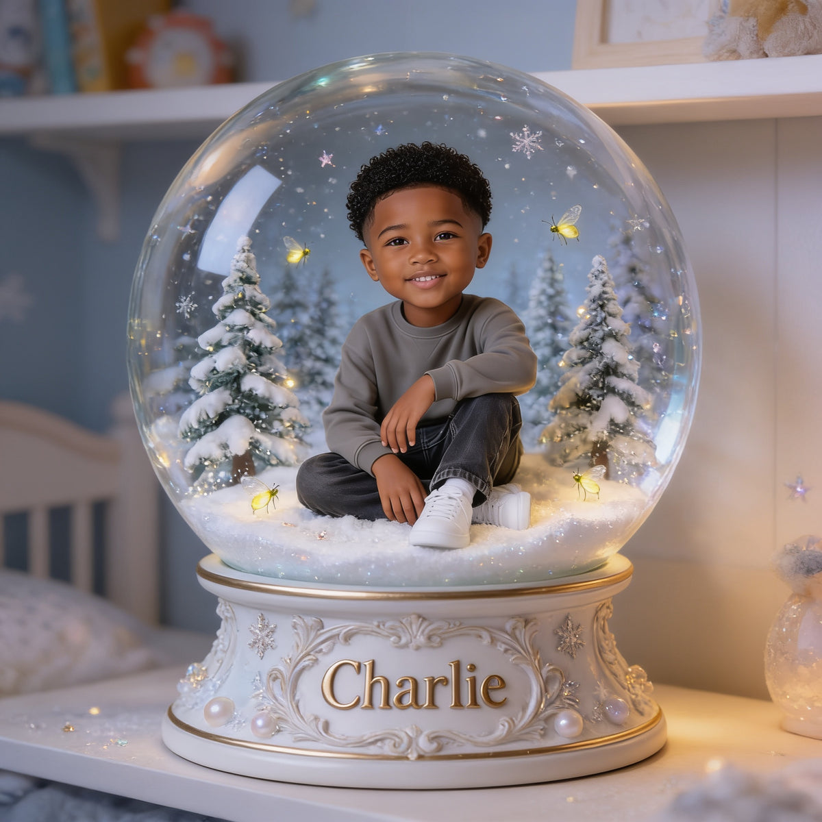 Personalized Black Little Boy Custom Shaped Acrylic Plaque Kid Gift For Son Grandson Nephew