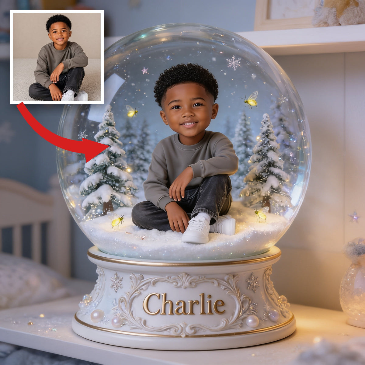 Personalized Black Little Boy Custom Shaped Acrylic Plaque Kid Gift For Son Grandson Nephew