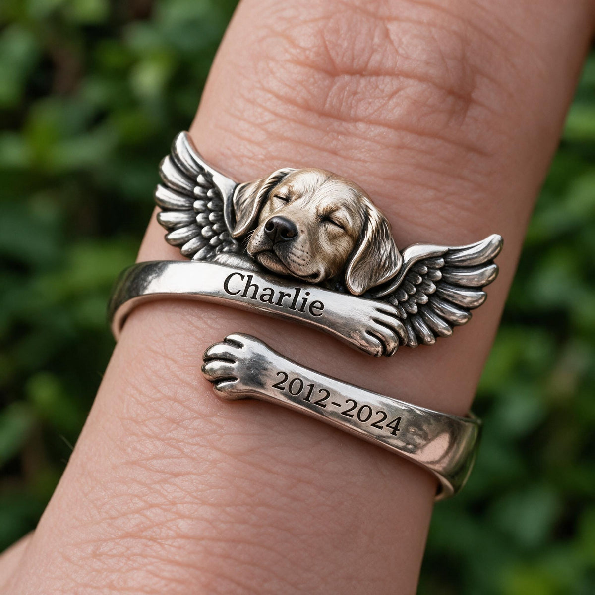 Personalized Golden Retriever Memorial Adjustable Ring Pet Keepsake