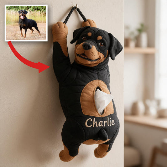 Personalized Black and Tan Rottweiler Pull-Out Organizer Dog Lover Gift