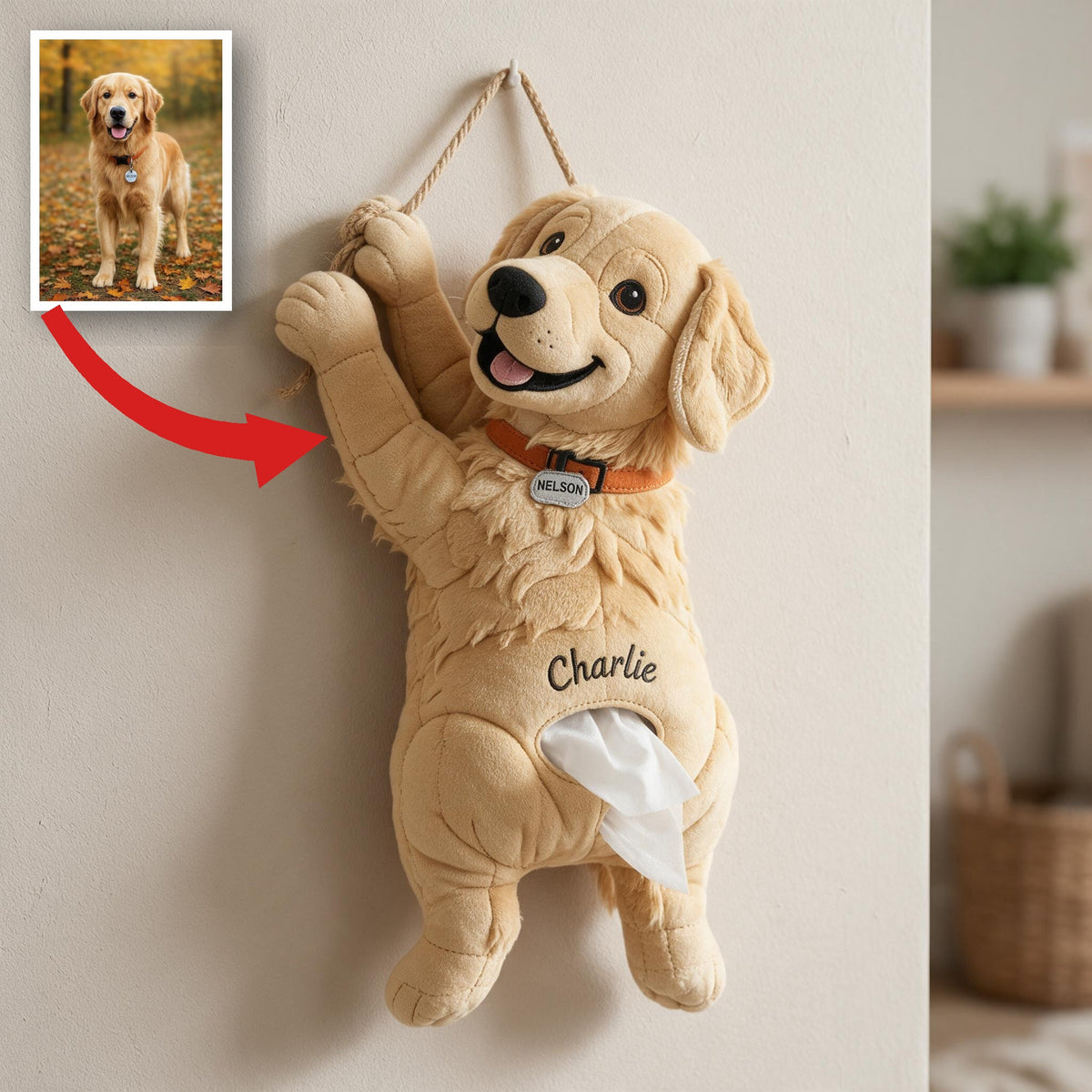 Personalized Adult Golden Retriever Pull-Out Organizer Dog Lover Home Storage