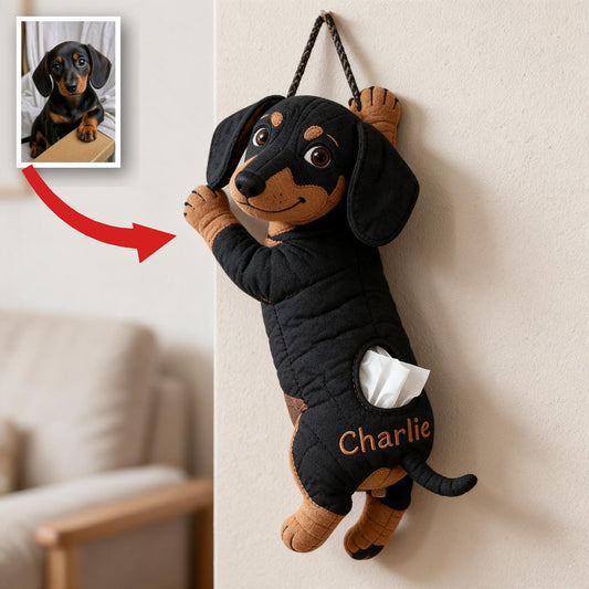 Personalized Black and Tan Dachshund Puppy Pull-Out Organizer Home Storage