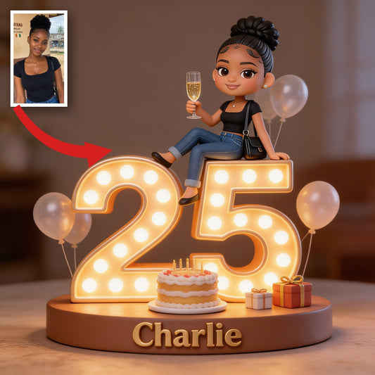 Personalized 25th Birthday Black Woman Custom Shaped Acrylic Plaque