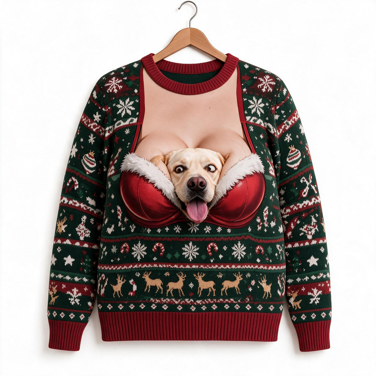 Custom Photo Christmas Yellow Labrador Retriever Ugly Sweater