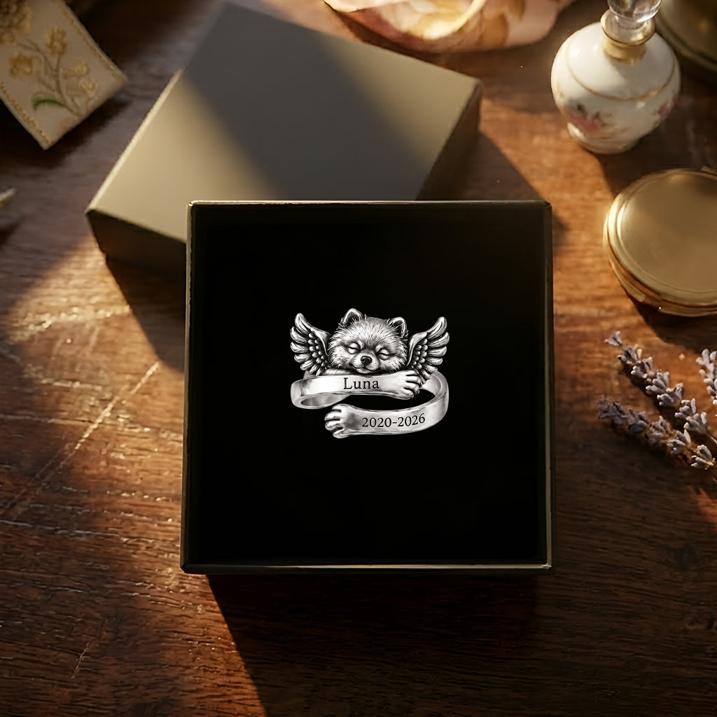 Personalized Dachshund Puppy Memorial Adjustable Ring Pet Keepsake
