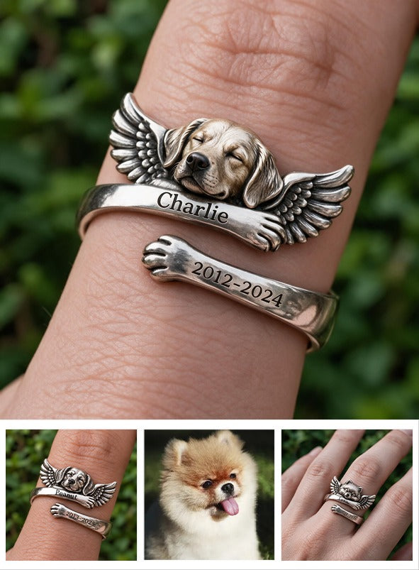 Personalized Golden Retriever Memorial Adjustable Ring Pet Keepsake