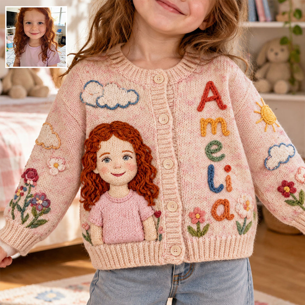Personalized Little Boy Kids Cardigan Sweater Custom Name Gift for Son Grandson