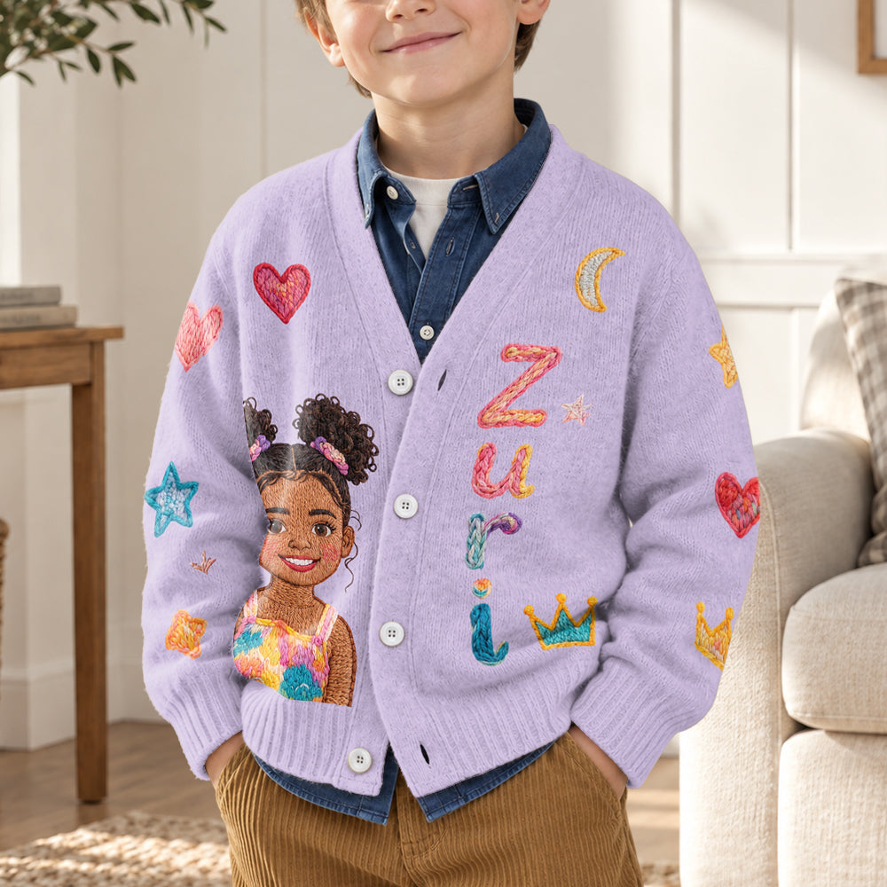 Personalized Little Boy Kids Cardigan Sweater Custom Name Gift for Son Grandson