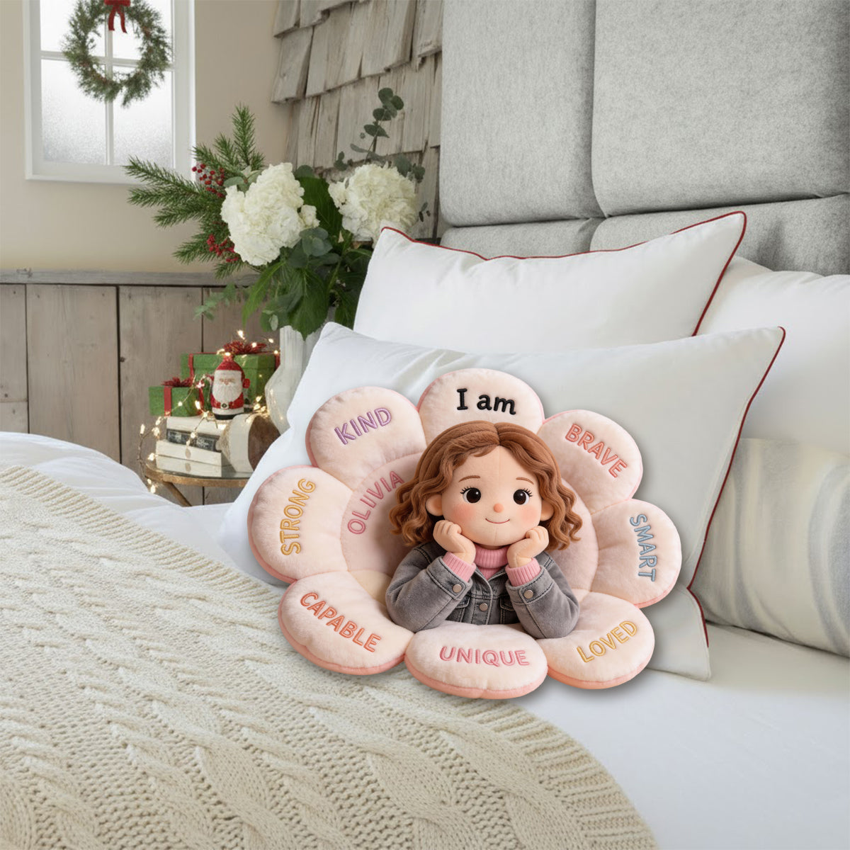 Personalized Latino Little Boy Affirmations Star Faux Fur Pillow, Son Grandson Nephew Gift