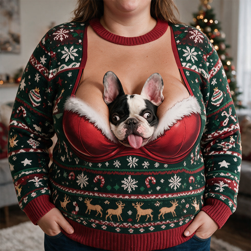 Custom Photo Christmas Black and Tan German Shepherd Ugly Sweater